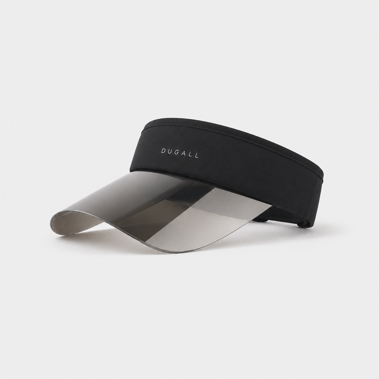 Side view of custom sports visor with cotton headband and transparent acrylic UV shield