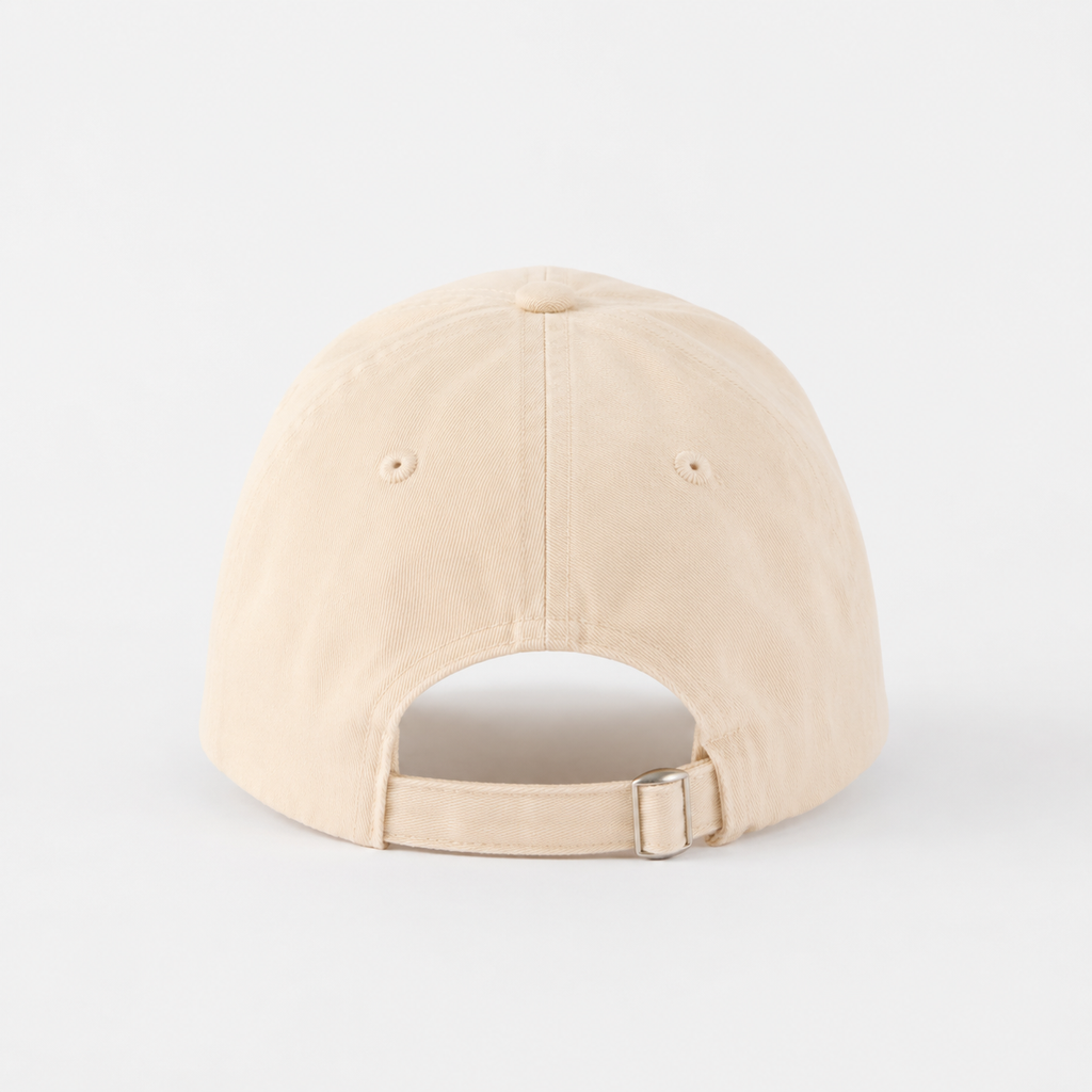 Adjustable cotton linen baseball cap with metal buckle closure