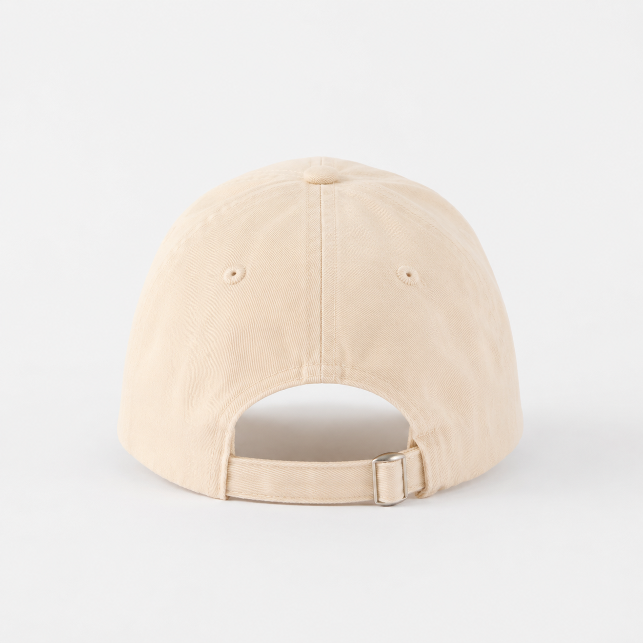 Adjustable cotton linen baseball cap with metal buckle closure