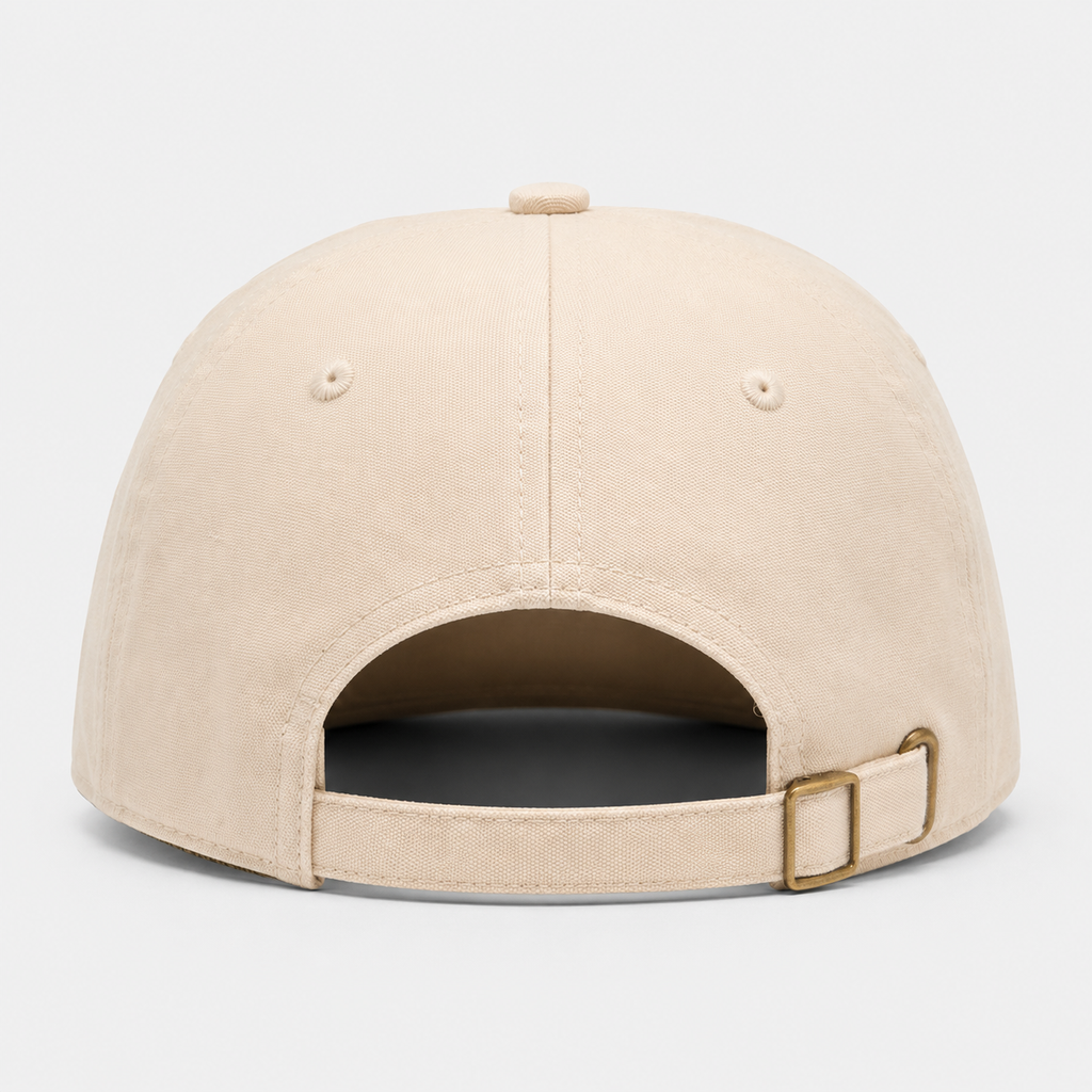 Adjustable vintage dad hat with canvas fabric and back closure