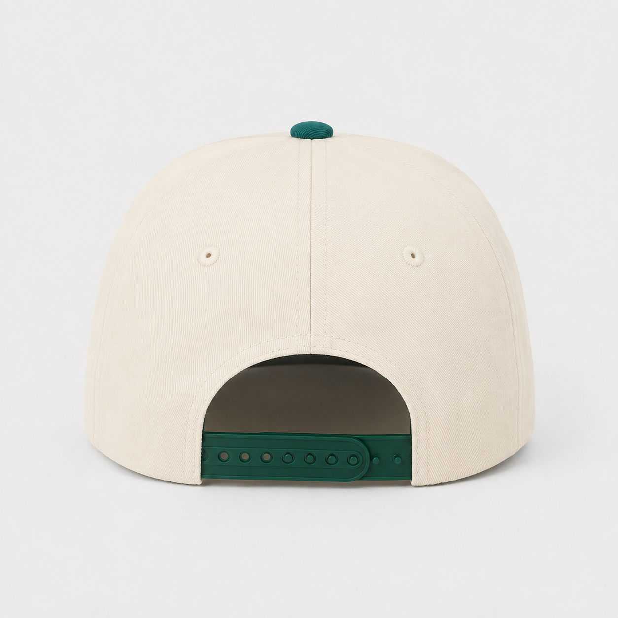 Back view of custom denim baseball cap with adjustable fit