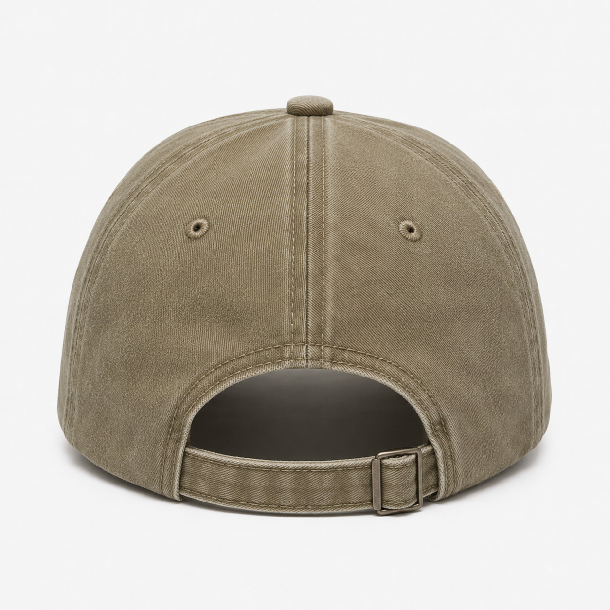 Adjustable washed cotton baseball cap with metal buckle closure
