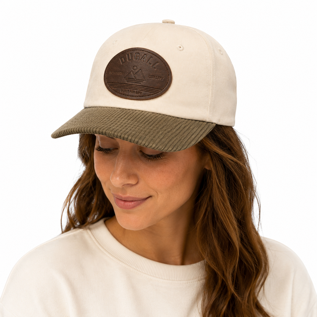 Women wearing custom vintage leather patch dad hat