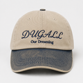 Two tone washed baseball cap with custom script embroidery