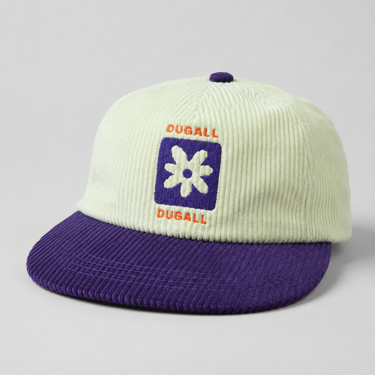 Custom corduroy trucker cap with embroidered logo and vintage style