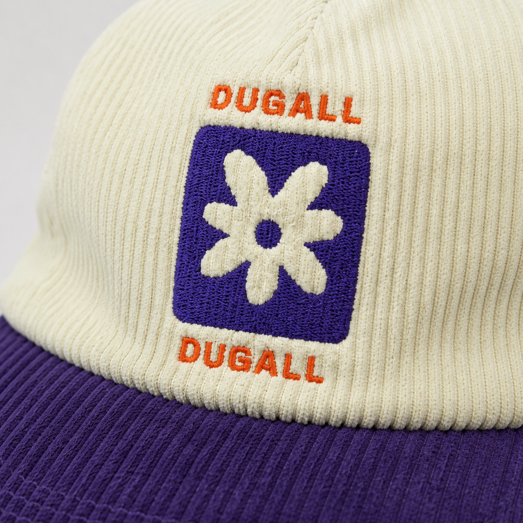 Custom embroidered logo on soft corduroy trucker cap
