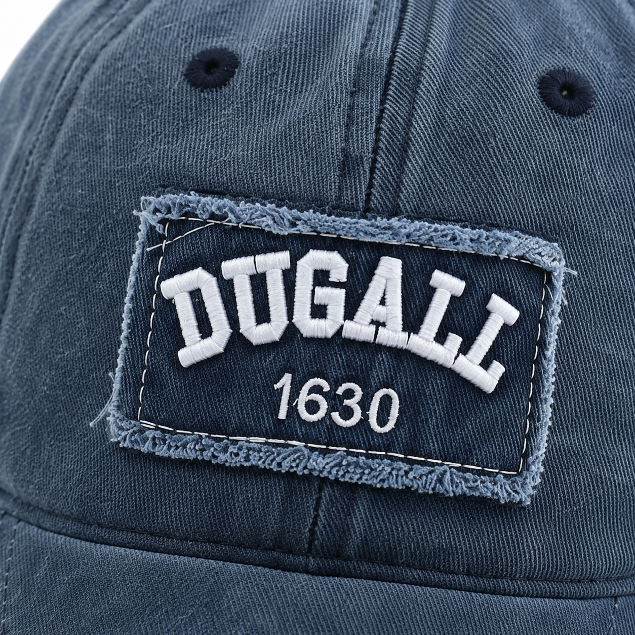 Custom patch embroidery logo on vintage washed denim cap