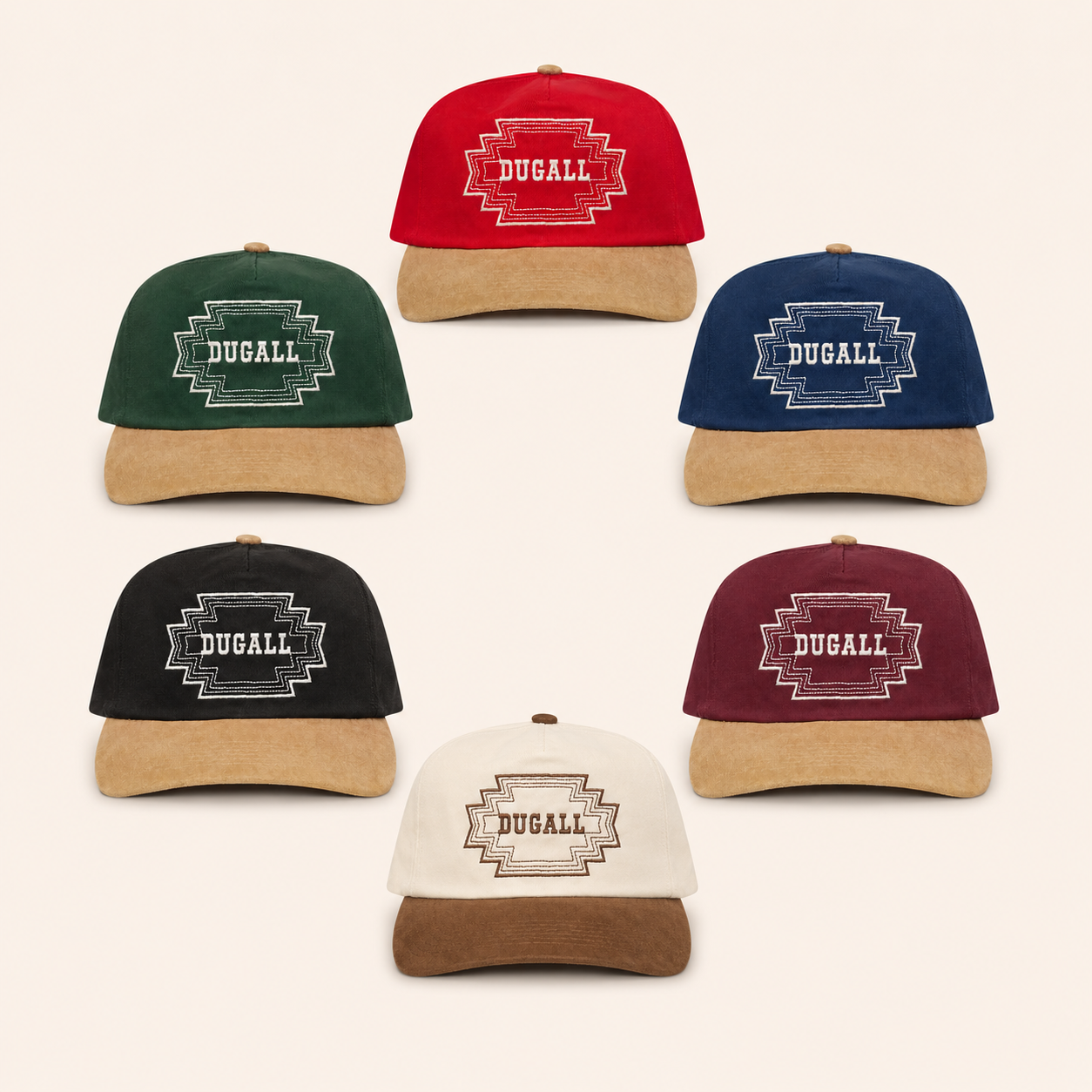 Wholesale custom cotton suede brim snapback caps with embroidery logo