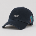 Custom vintage washed baseball cap with front embroidery and side patch