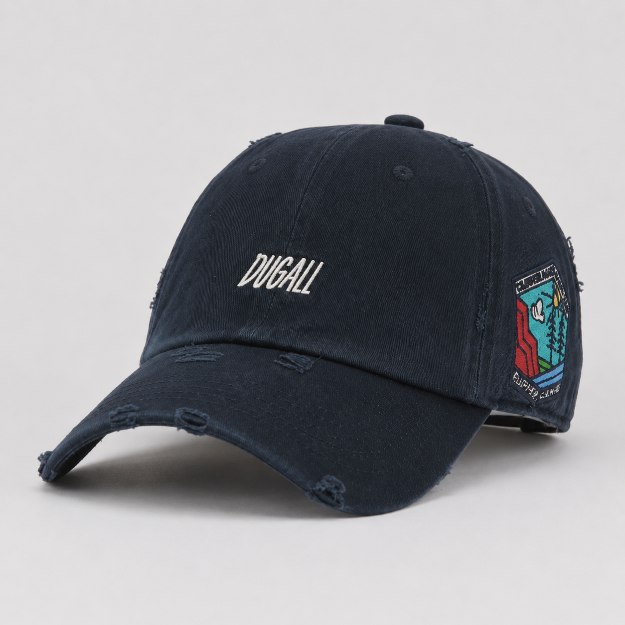 Custom vintage washed baseball cap with front embroidery and side patch