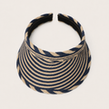 A woven sun visor hat featuring a navy blue and beige striped pattern, with the brand name 'DUCALL' printed on the side, set against a plain light beige background.