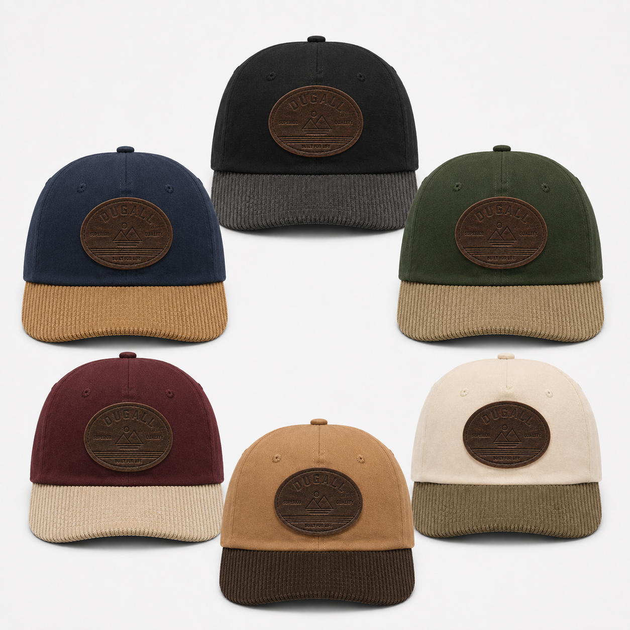 Wholesale custom leather patch dad hats with multiple color options