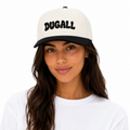 Women wearing custom cotton baseball cap with chenille embroidery logo