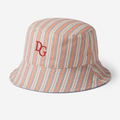 Wholesale custom cotton bucket hat with embroidery logo and striped fabric front view