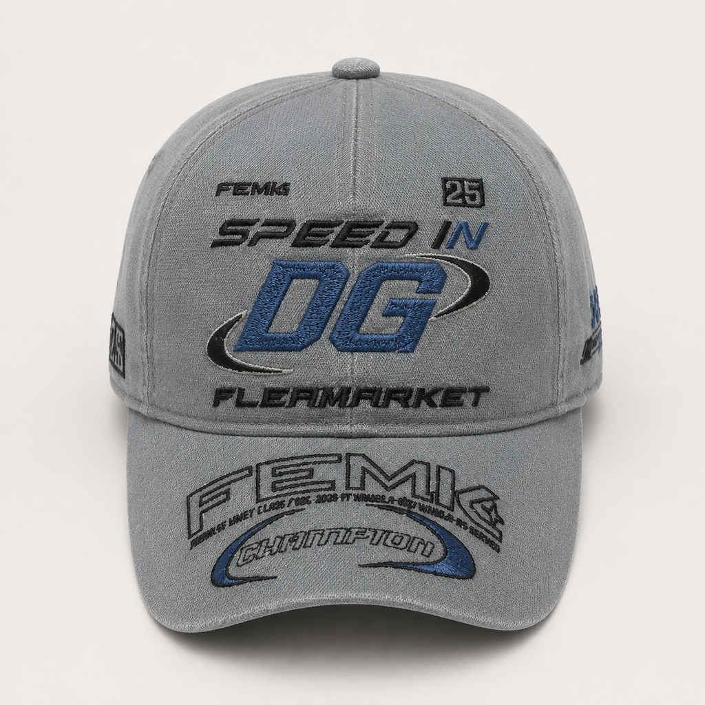 Front view of a custom cotton baseball cap with multi-position embroidery logo and fashion branding design