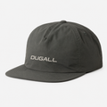 Front view of a custom nylon 5 panel baseball cap with embroidered DUGALL logo, quick dry and UV protection design