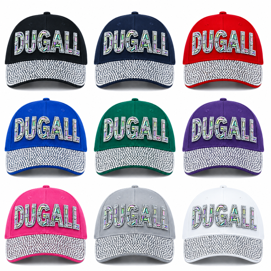 Custom rhinestone baseball caps in multiple colors for wholesale and low MOQ orders