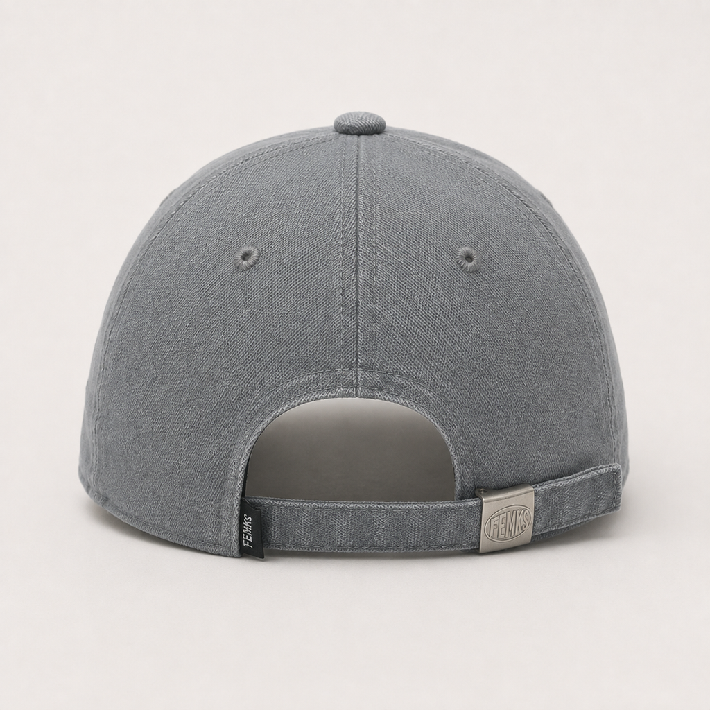 Back view of a custom fashion baseball cap with adjustable strap and comfortable cotton construction